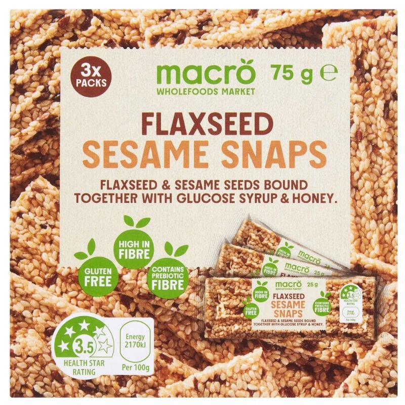 Woolworths Macro Flaxseed Sesame Snaps 3 x 25g Pack