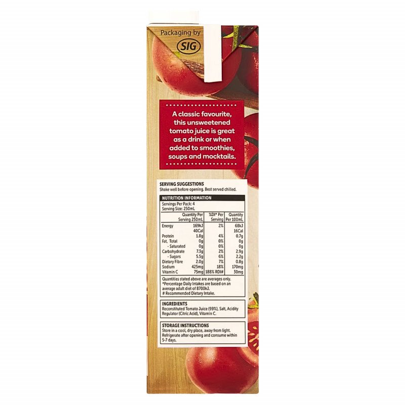 [Expiry Date: 09/11/2026] Woolworths Tomato Juice 1 Litre