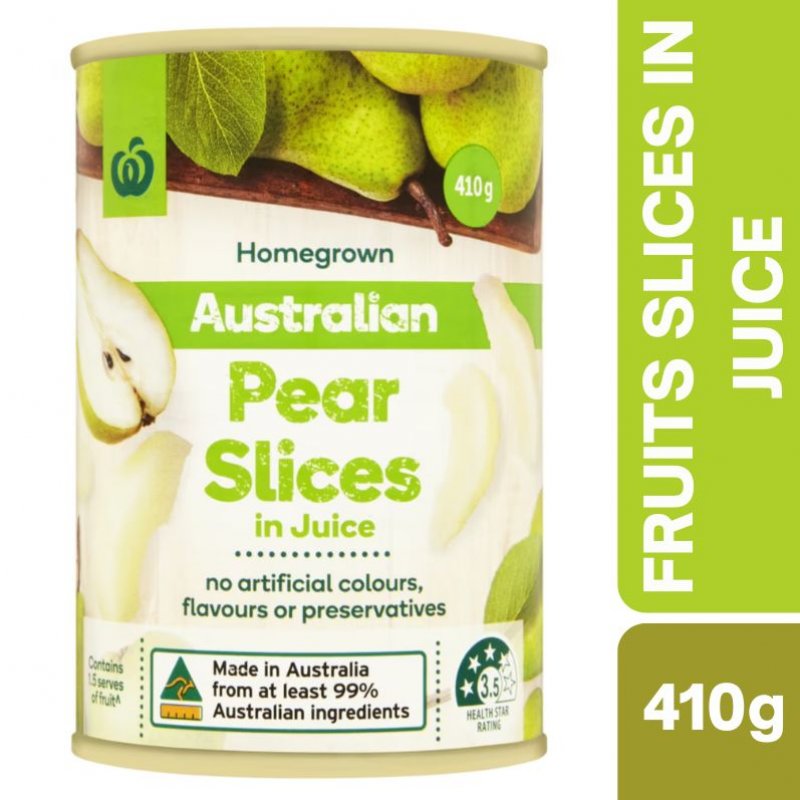 [Expiry Date: 30/04/2027] Woolworths Australian Pear Slices In Juice 410g