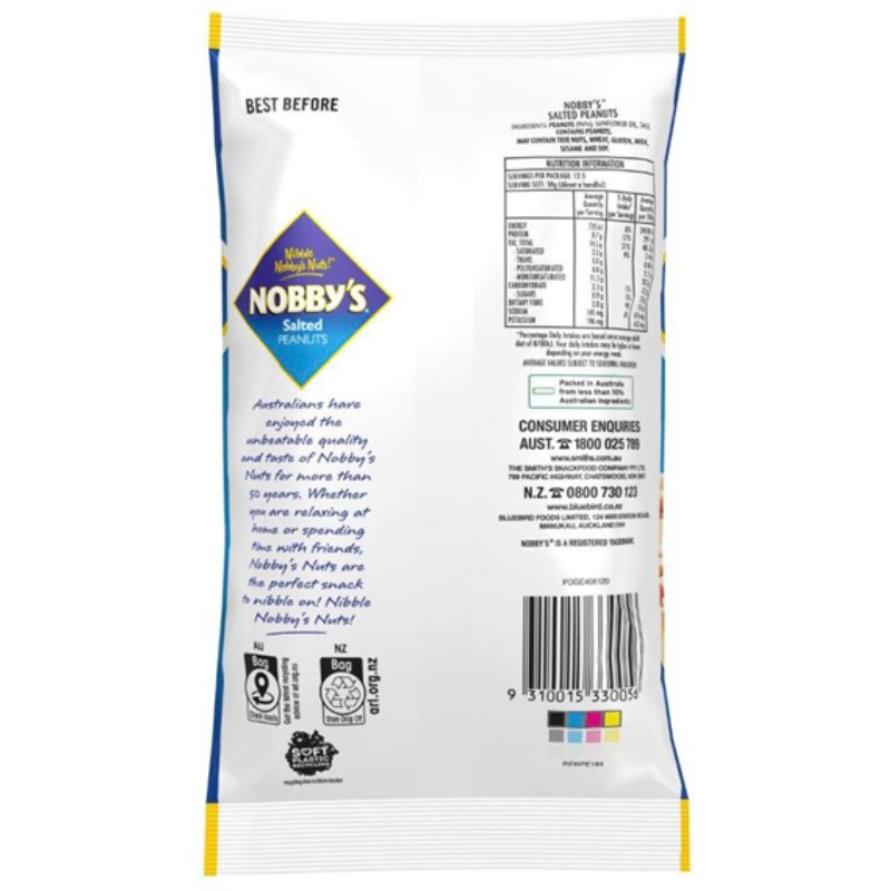 [CLEARANCE Expiry Date: 27/09/2026] Nobby's Pre-peeled Peanuts Party Bag Salted 375g
