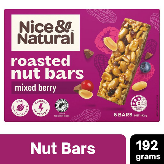 [Expiry: 01/11/2026] Nice & Natural Roasted Nut Bars Mixed Berry 6 Bars 192g