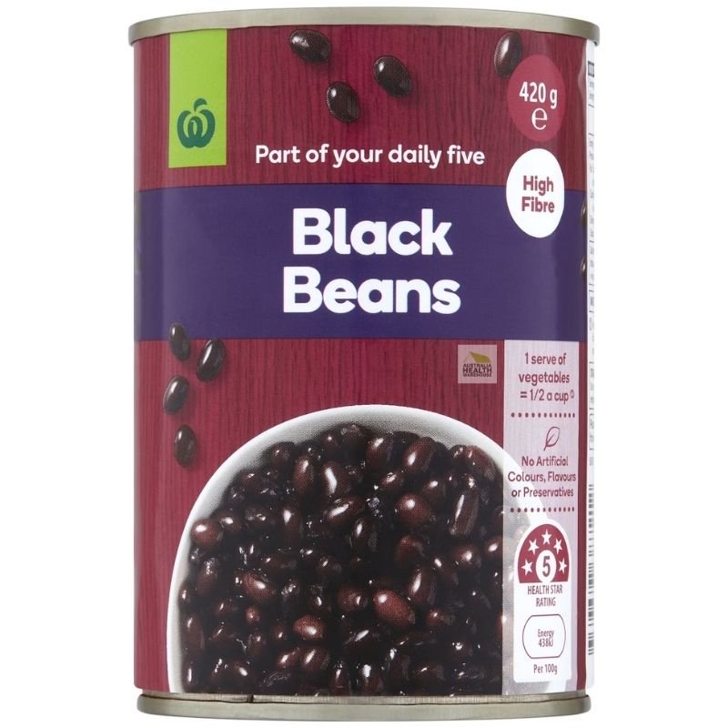 [Expiry Date: 03/10/2028] Woolworths Black Beans 420g|Oz Mart