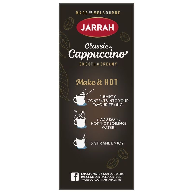 [Expiry: 23/12/2026] Jarrah Cappuccino Satchets 10 Pack 125g
