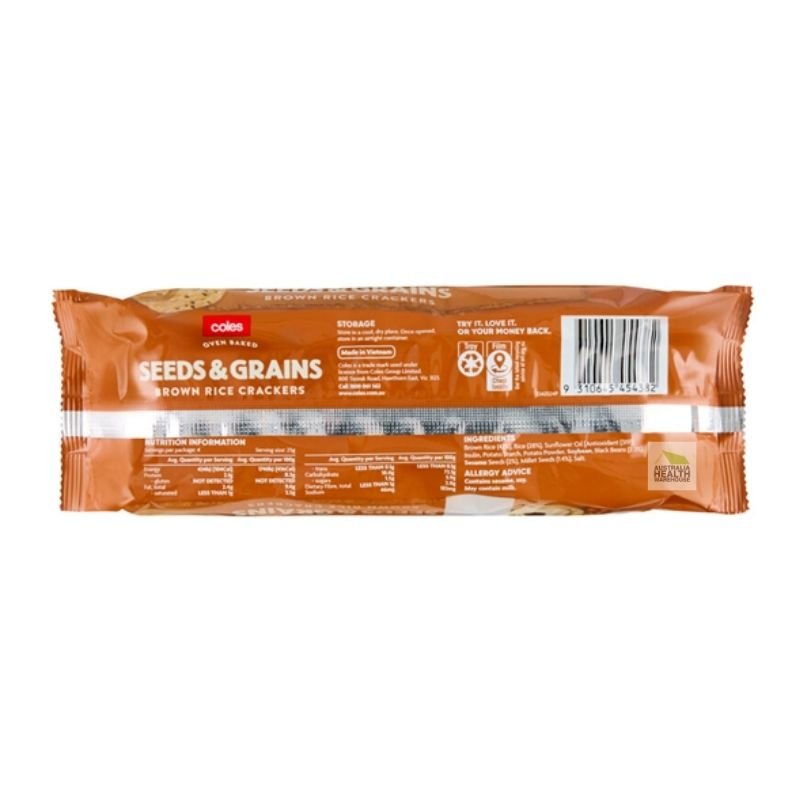 [CLEARANCE Expiry: 01/11/2025] Coles Multigrain Brown Rice Crackers 100g
