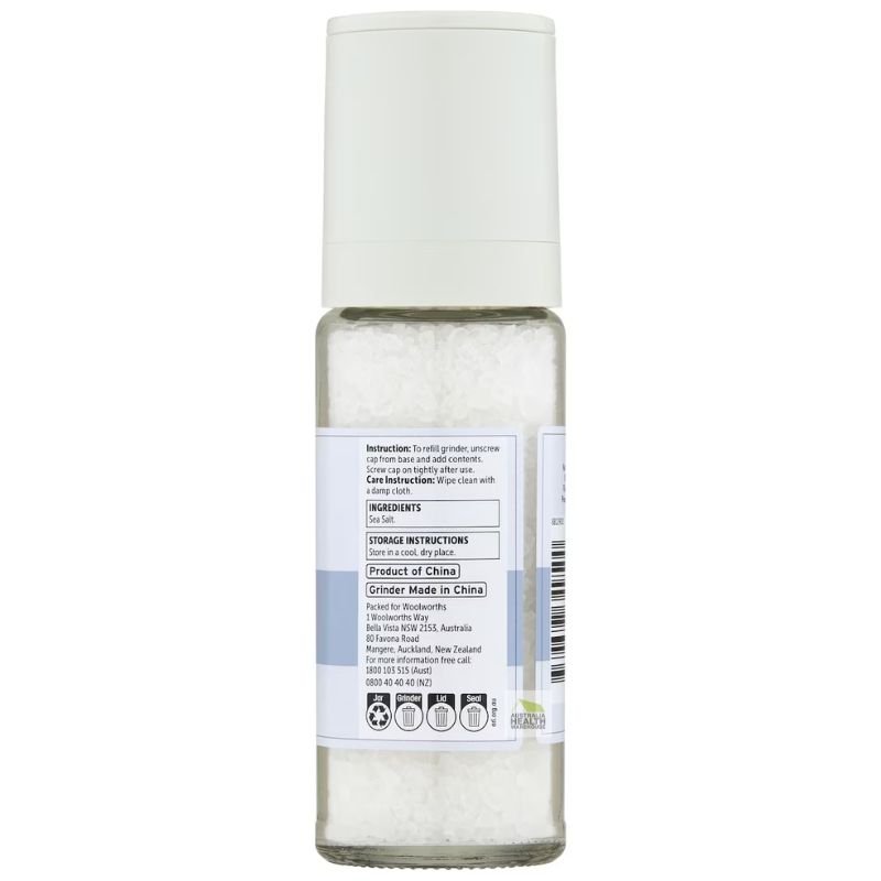 [Expiry: 07/2028]Woolworths Sea Salt Refillable Grinder 250g