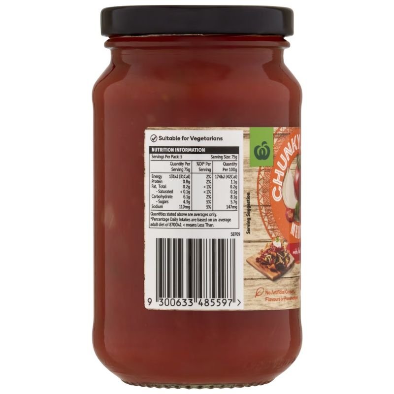 [Expiry: 18/09/2026] Woolworths Chunky Salsa Medium 375g
