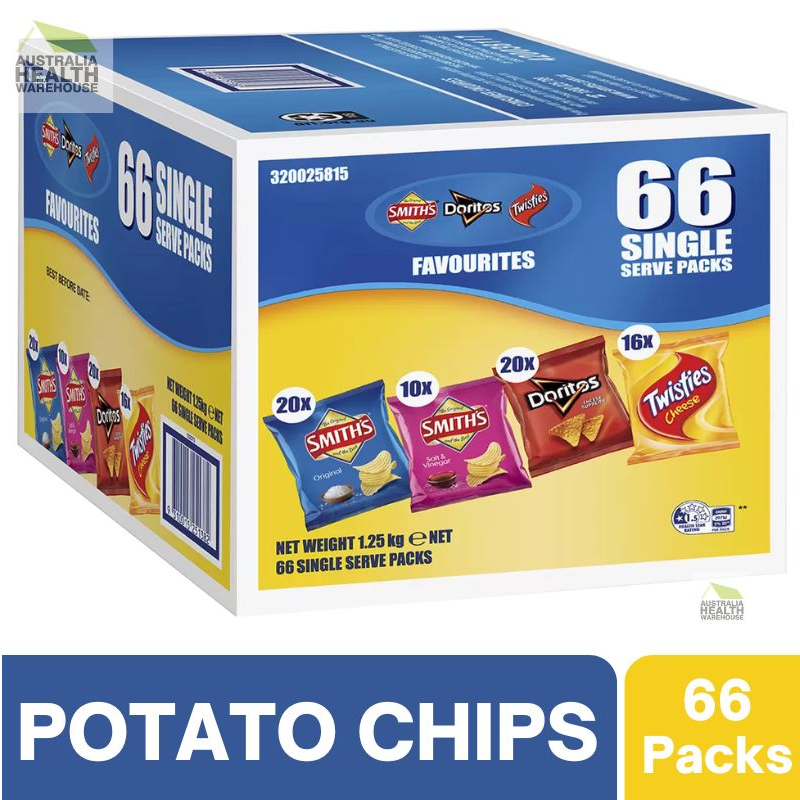 [CLEARANCE Expiry: 11/01/2026] Smith's Favourites Potato Chips Snacks 66 Packs In Carton Box