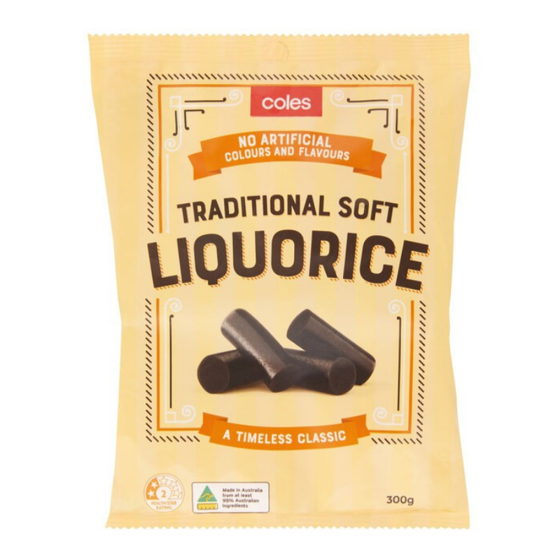 [Expiry: 05/01/2027] Coles Traditional Soft Liquorice 300g