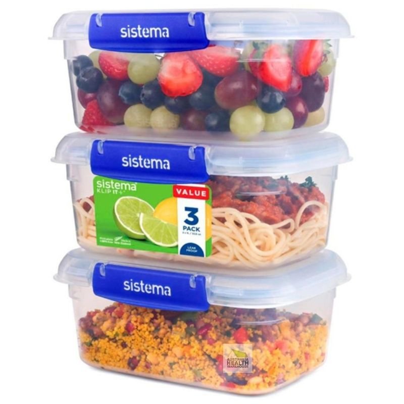 Sistema KLIP IT Plus Rectangle Food Storage Container 1 Litre x 3 pack