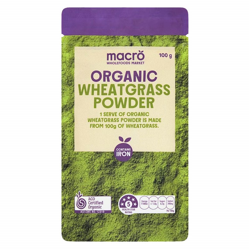 [CLEARANCE Expiry Date: 31/07/2026] Woolworths Macro Organic Wheatgrass Powder 100g