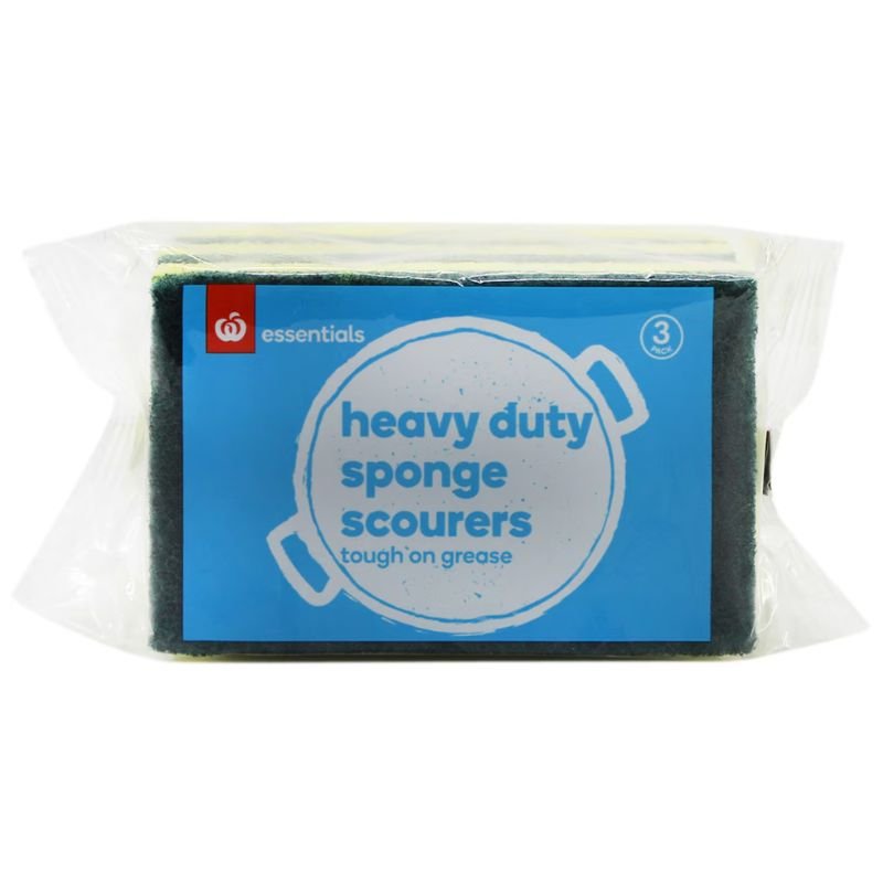 Woolworths Essentials Heavy Duty Sponge Scourers 3 Pack