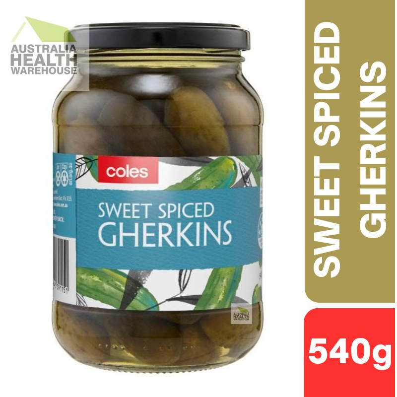 [Expiry: 17/04/2028]  Coles Sweet Spiced Gherkins 540g