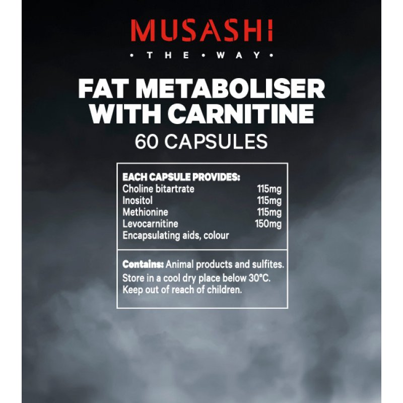 [Expiry: 03/2028]  Musashi Fat Metaboliser + Carnitine 60 Capsules