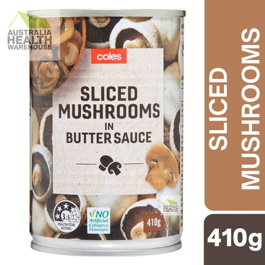 [Expiry: 09/2027] Coles Sliced Mushrooms in Butter Sauce 410g