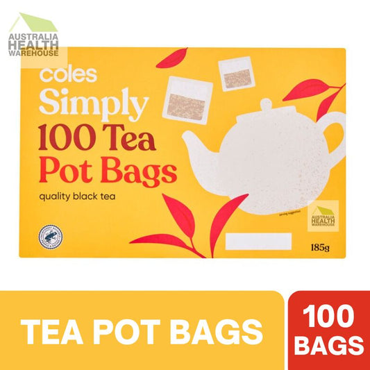[Expiry: 27/11/2027] Coles Simply 100 Tea Pot Bags 185g