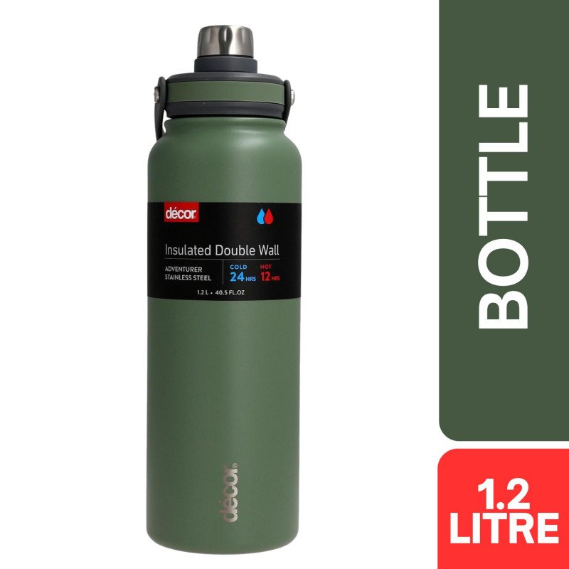 DECOR Decor Insulated Double Wall Adventurer Stainless Steel Bottle 1.2 Litre (Green)