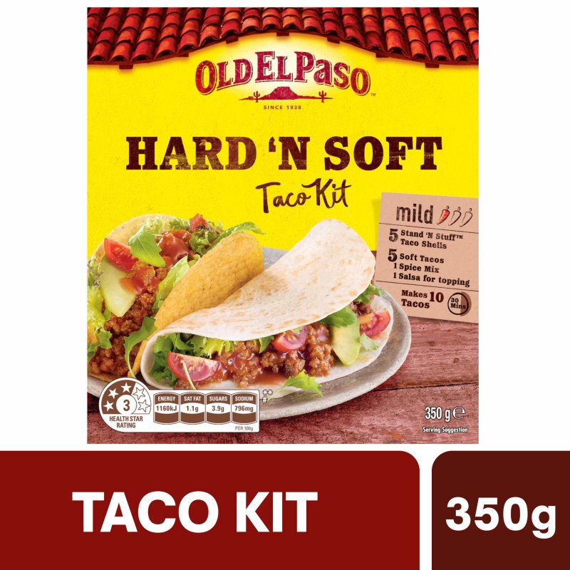 [Expiry Date: 08/03/2027] Old El Paso Hard 'N Soft Taco Kit Mexican Style 350g