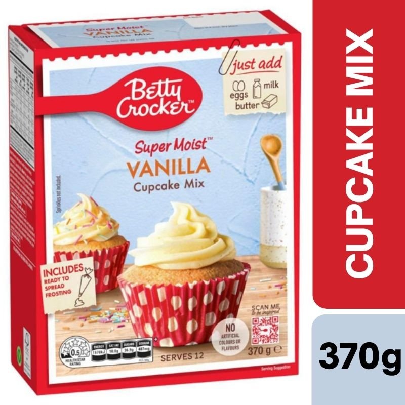 [Expiry Date: 19/06/2027] Betty Crocker Super Moist Vanilla Cupcake Mix 370g