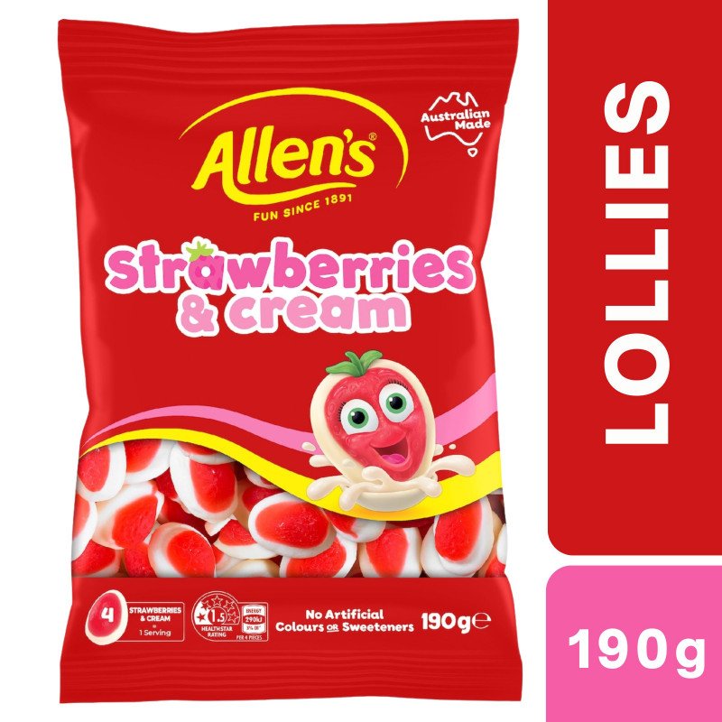 [Expiry: 03/2027] Allen's Strawberries & Cream Lollies 190g