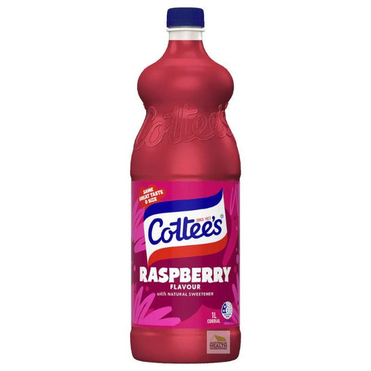 [Expiry: 07/10/2026] Cottee's Raspberry Cordial Bottle Raspberry 1 Litre