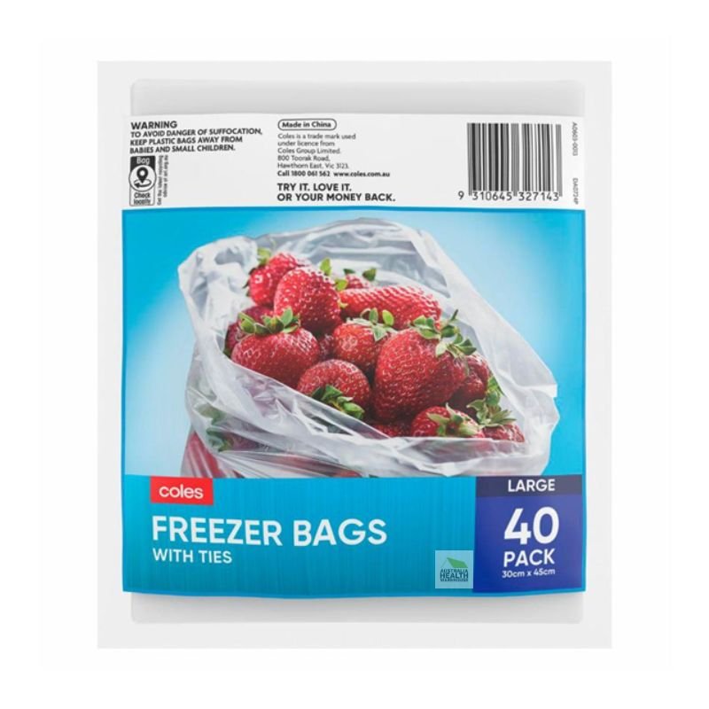 Coles Bags Freezer Large 40 Pack
