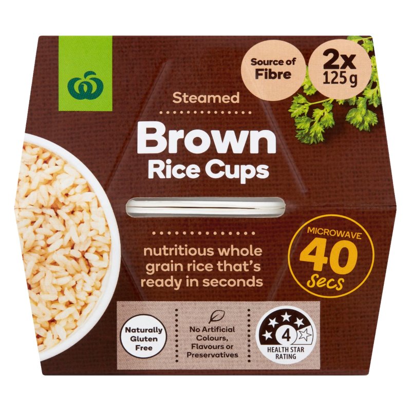 [Expiry Date: 01/02/2027]  Woolworths Brown Rice Microwave Cups 2 Pack (2 x 125g)  | Oz Mart