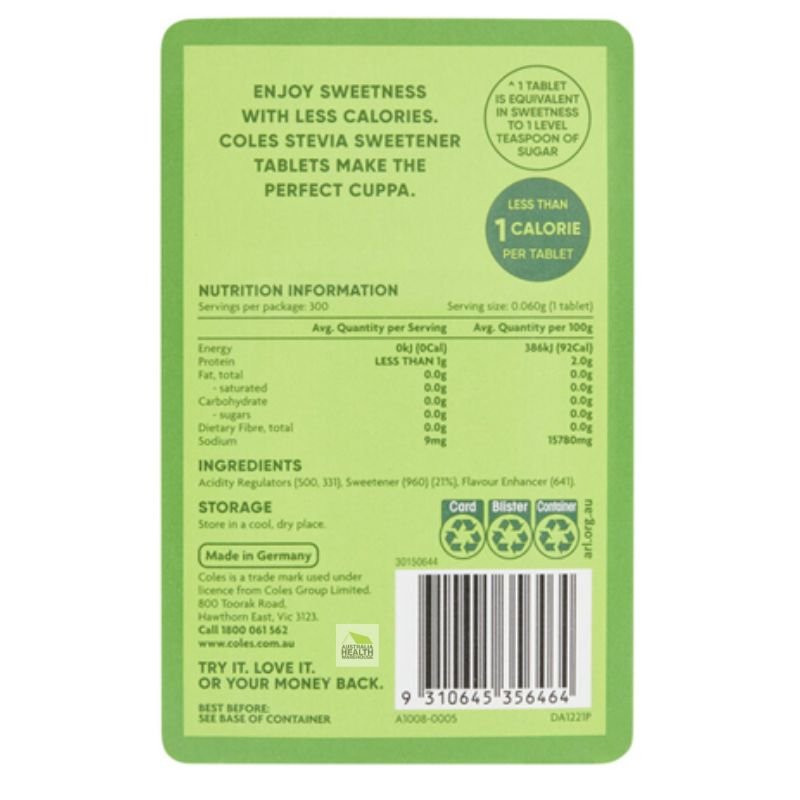 [CLEARANCE Expiry:06/2026] Coles Stevia Tablets 300 pack