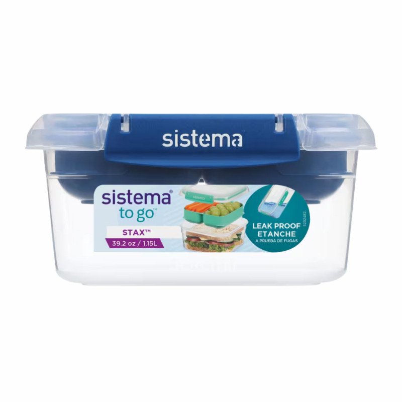 Sistema To Go Rectangle Stax Food Container 1.15 Litre (Blue)