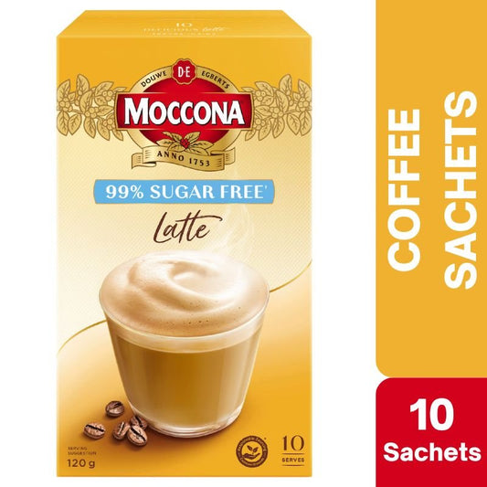 [Expiry Date: 12/07/2027] Moccona 99% Sugar Free Latte Coffee 10 Sachets