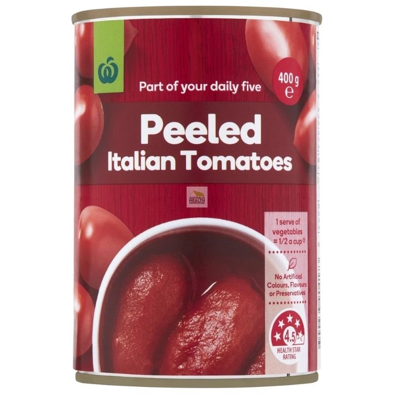 [Expiry Date: 30/04/2027] Woolworths Italian Peeled Tomatoes 400g