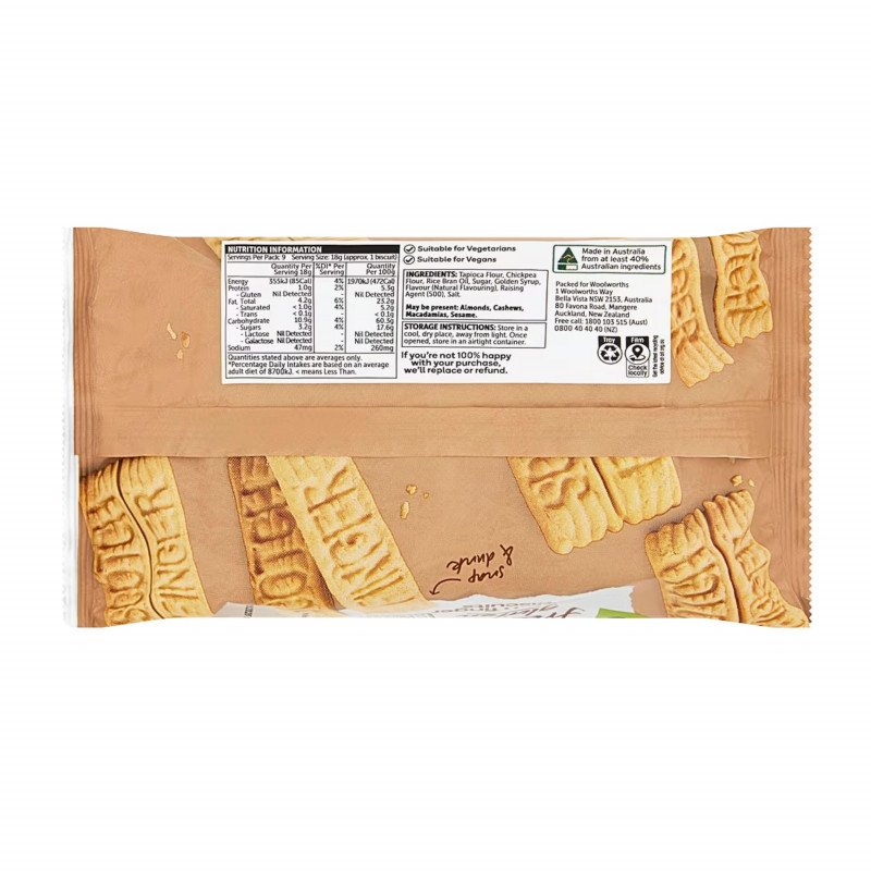 [Expiry Date: 09/11/2026]  Woolworths Free From Gluten Scotch Finger Biscuits 160g | Oz Mart