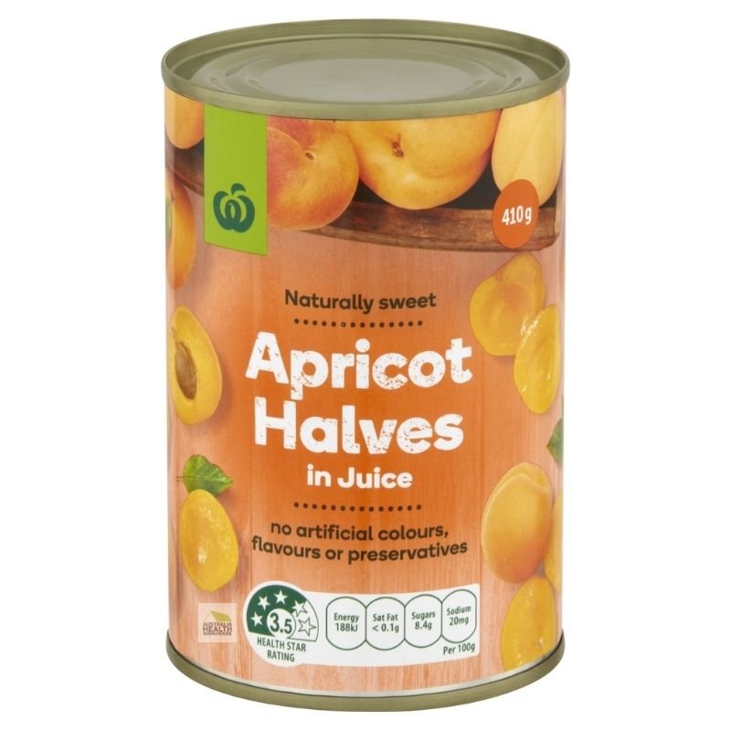 [Expiry Date: 30/04/2028] Woolworths Apricot Halves In Juice Apricot 410g