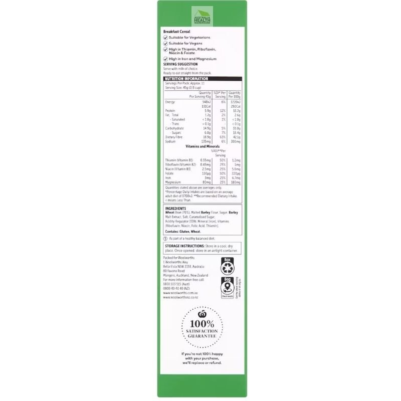 [Expiry Date: 10/02/2027] Woolworths High Fibre Bran 500g