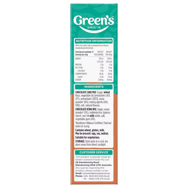 [Expiry Date: 29/10/2026] Green's Cake Mix Traditional Chocolate 440g