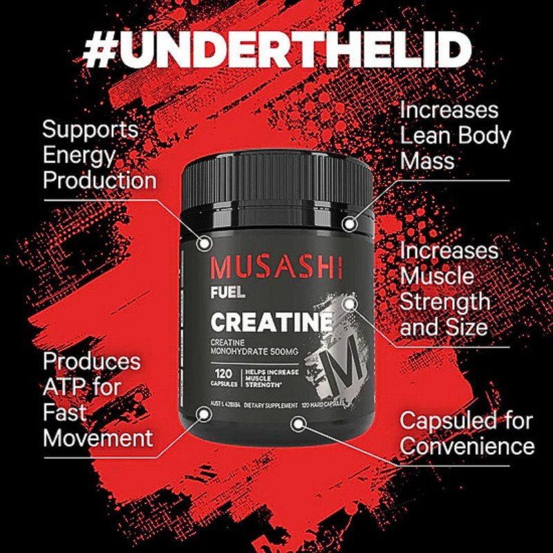 [Expiry Date: 31/01/2028] Musashi Creatine Monohydrate 500mg 120 Capsules