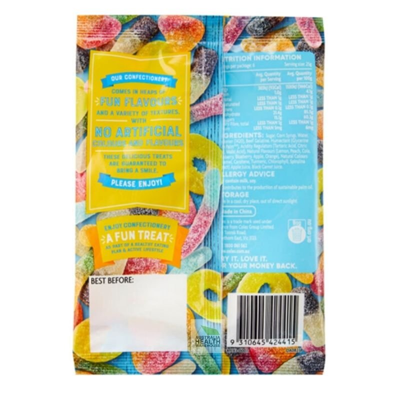 [CLEARANCE Expiry Date: 30/04/2026] Coles Sour Party Mix Lollies 150g