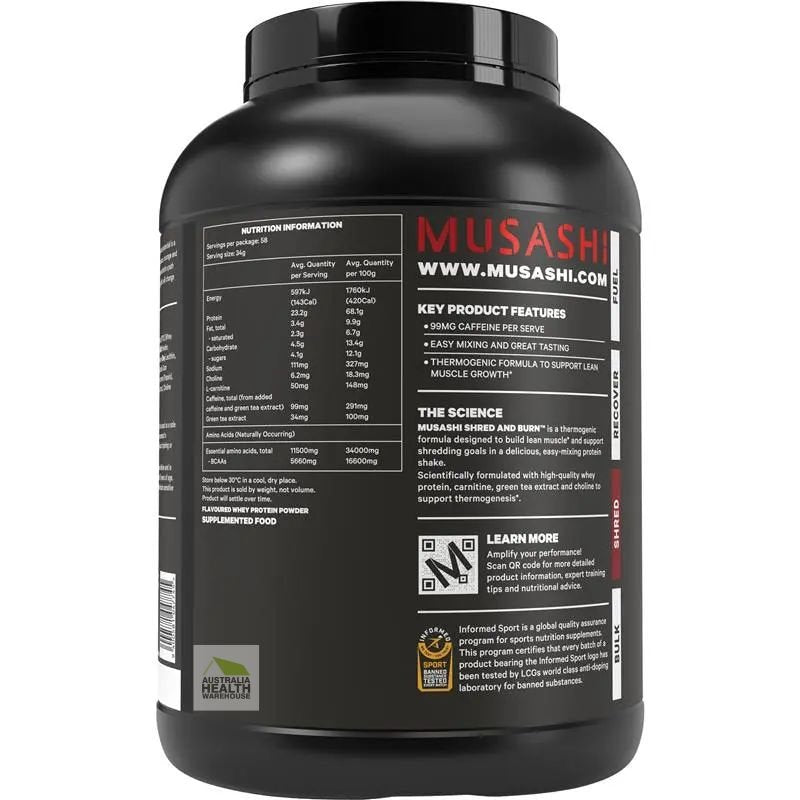 [Expiry: 06/05/2027] Musashi Shred & Burn Vanilla Milkshake Flavour 2kg