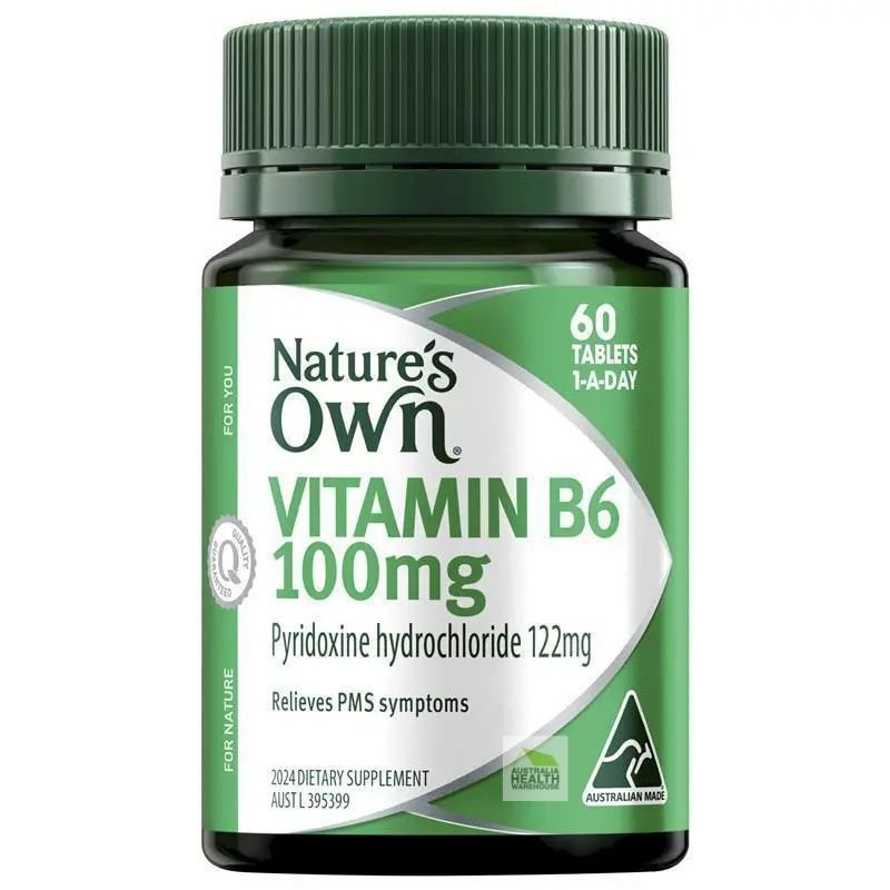 [Expiry: 08/2027] Nature's Own Vitamin B6 100mg 60 Tablets