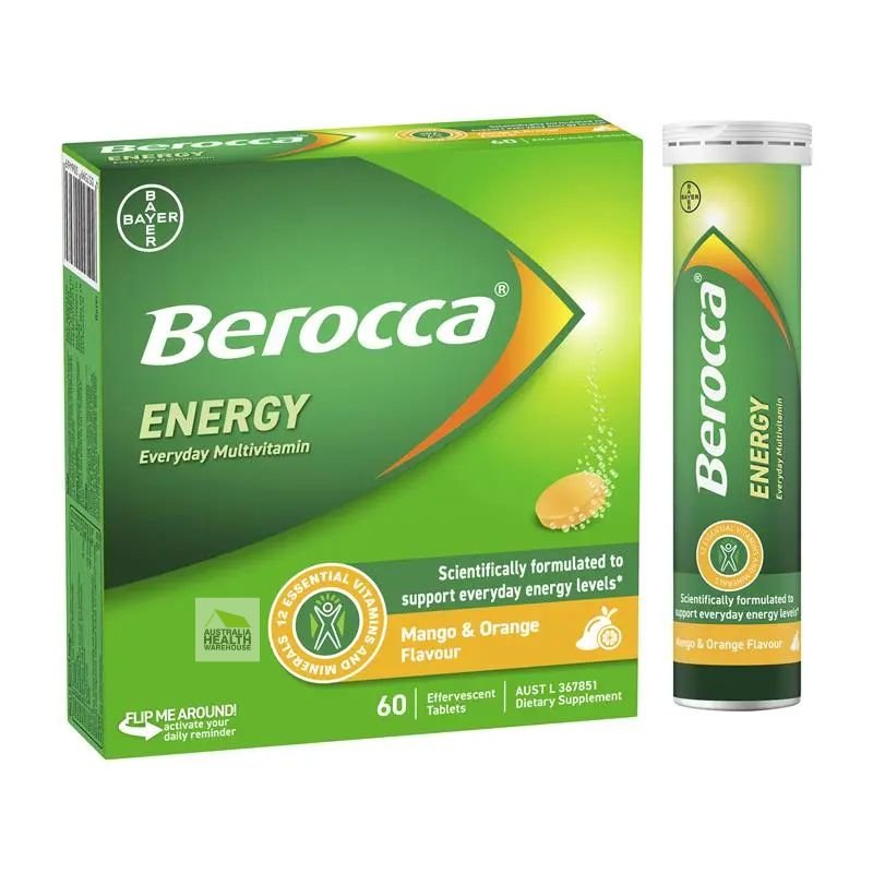 [Expiry: 07/2028] Berocca Energy Mango & Orange 60 Effervescent Tablets