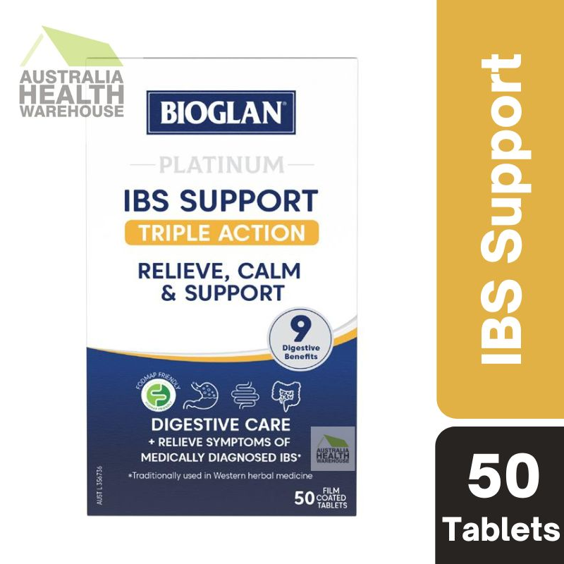 [Expiry: 04/2027] Bioglan Platinum IBS Support Triple Action 50 Tablets