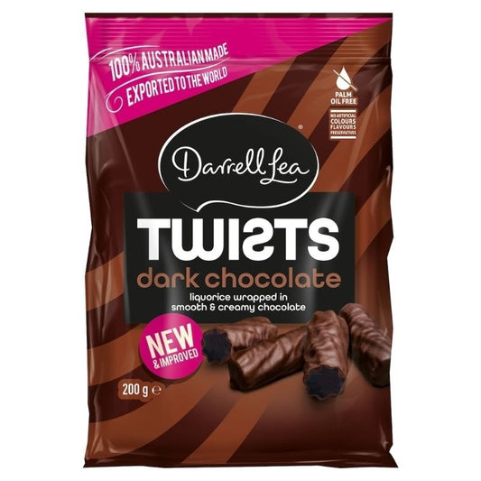 [Expiry Date: 15/06/2027] Darrell Lea Twists Dark Chocolate Liquorice 200g