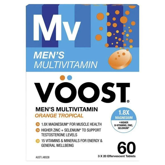[Expiry Date: 02/2028] Voost Mens Multivitamin Orange Tropical Effervescent Tablets 60 Pack