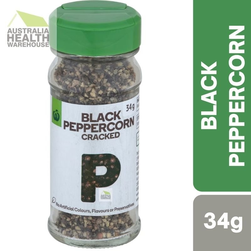 [Expiry: 08/2029] Woolworths Black Peppercorn Cracked 34g