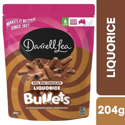 [Expiry Date: 29/06/2027] Darrell Lea Milk Chocolate Liquorice Bullets 204g