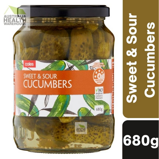 [Expiry Date: 14/07/2027] Coles Sweet & Sour Cucumbers 680g