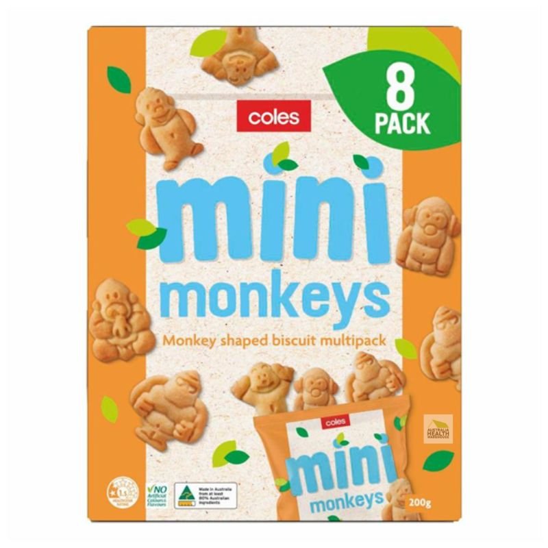 Coles Mini Monkey Butter Biscuits 8 Pack 200g