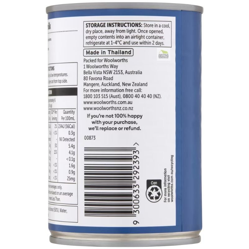 Woolworths Essentials Coconut Milk 400mL