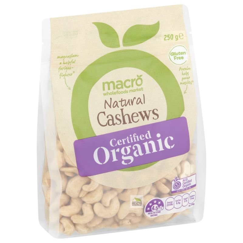 [CLEARANCE Expiry: 10/05/2026] Woolworths Macro Organic Natural Cashews 250g
