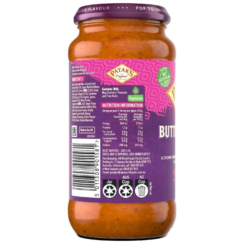 [Expiry: 04/2027] Patak's Butter Chicken Spicy 450g