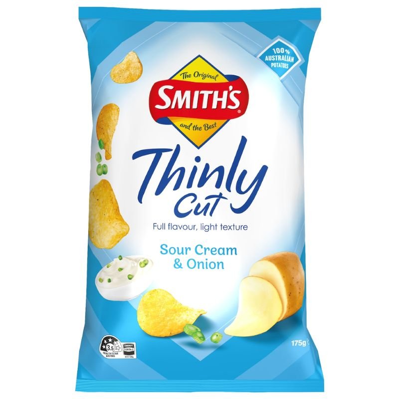 Smith's Thinly Cut Sour Cream & Onion Potato Chips 175g
